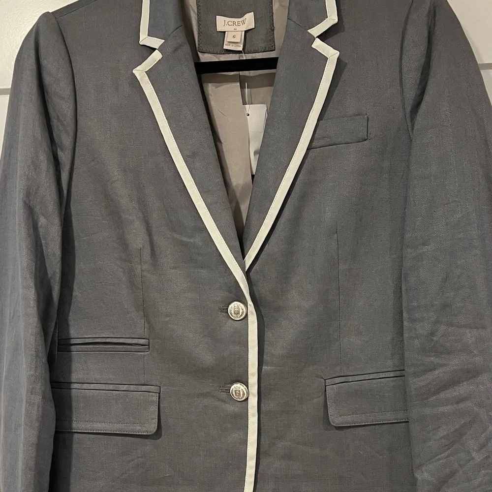 J. Crew Factory Gray Blazer with White Trim - Picture 4 of 5
